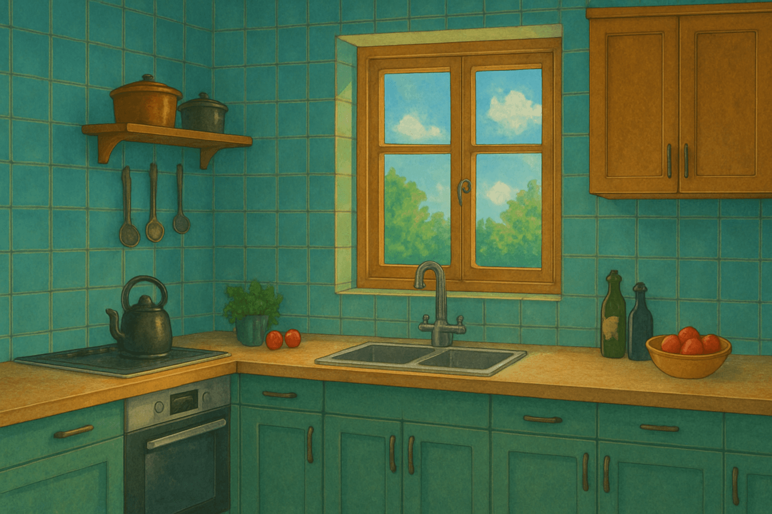 Cozy kitchen illustration
